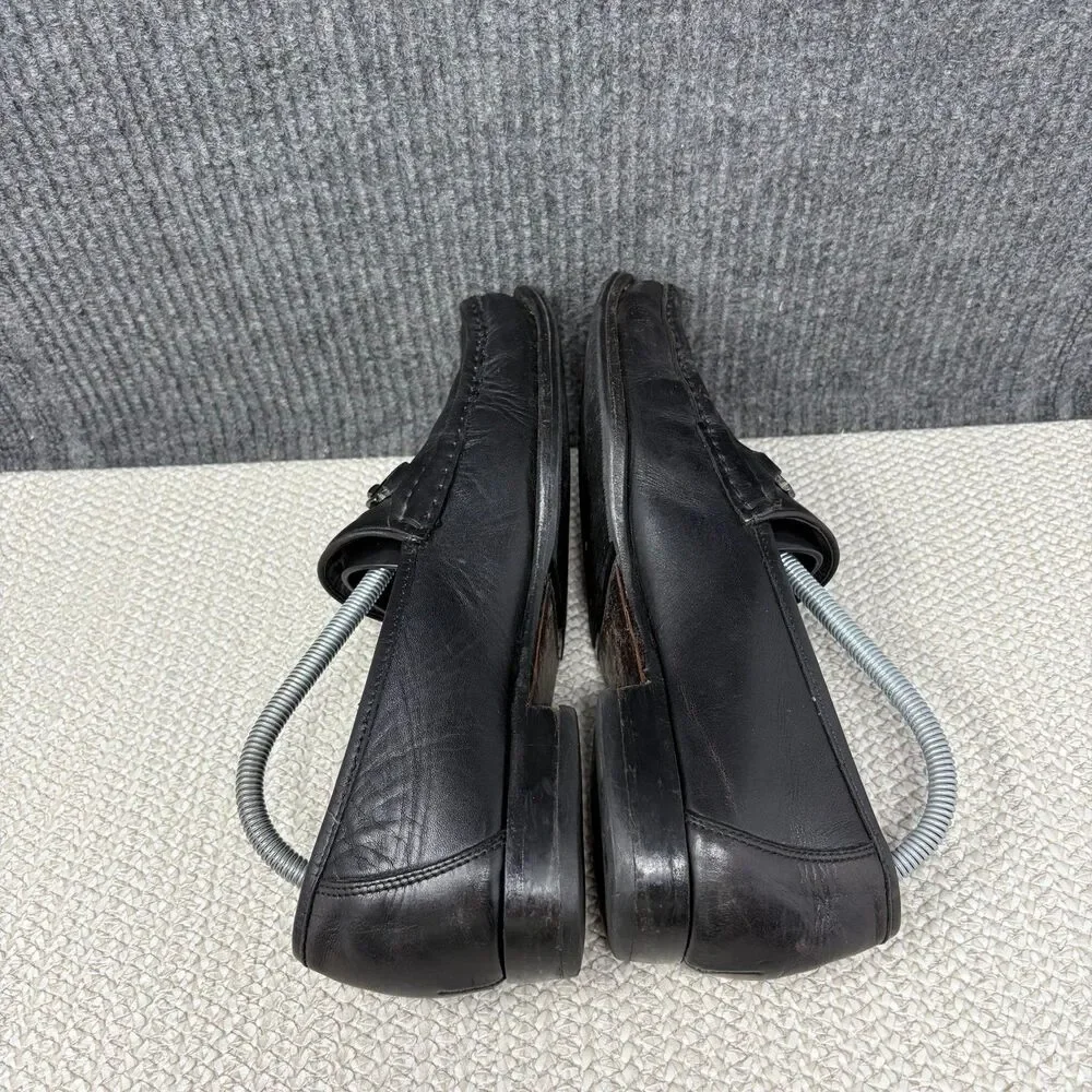 Allen Edmonds Vinci Black Leather Bit Loafers Moccasins Slip On Mens 8 Italy